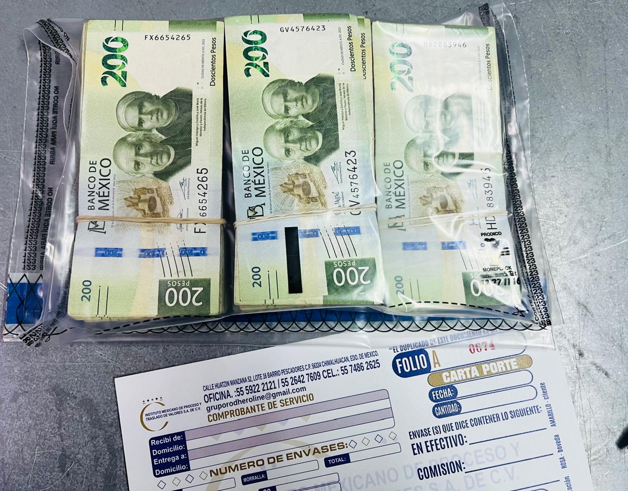 Comprobante de servicio y dinero